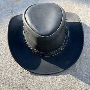 Men's Black Leather Hat